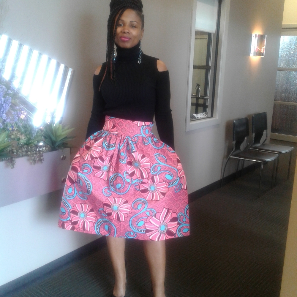 African Print Midi Skirt